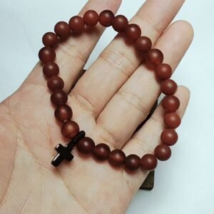A68 黑曜石十字架紅瑪瑙珠手鏈｜台灣現貨・實物拍攝